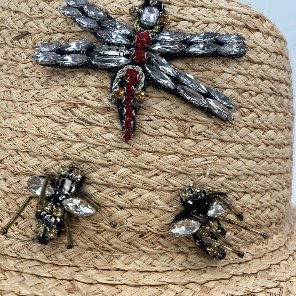 Steve Madden Tan Straw Hat with Embellishments - Picture 3 of 9